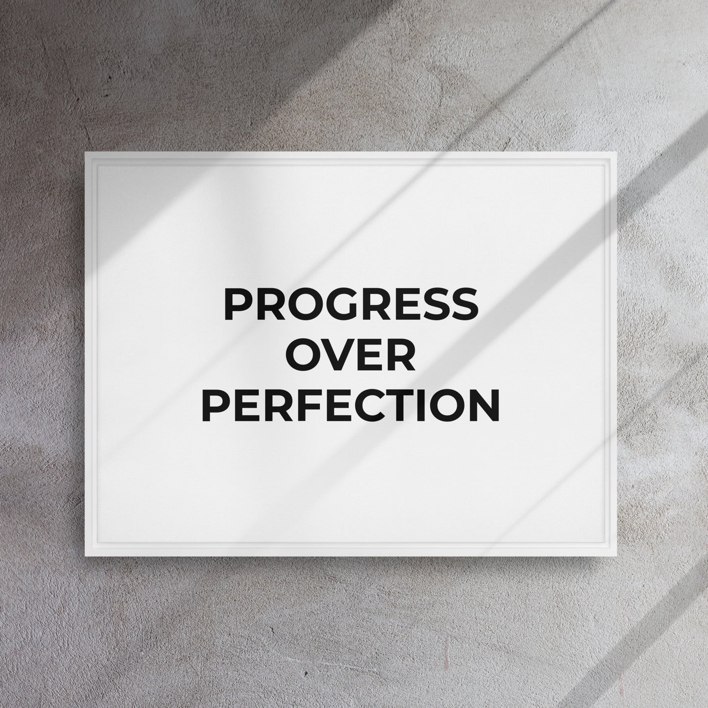Progress Over Perfection framed canvas motivational wall decor