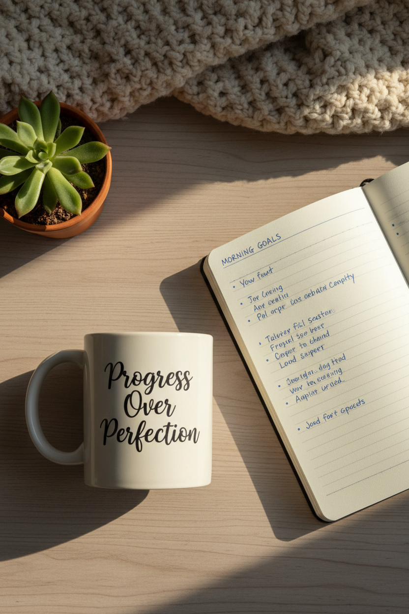 Progress Over Perfection Mug Lifestyle