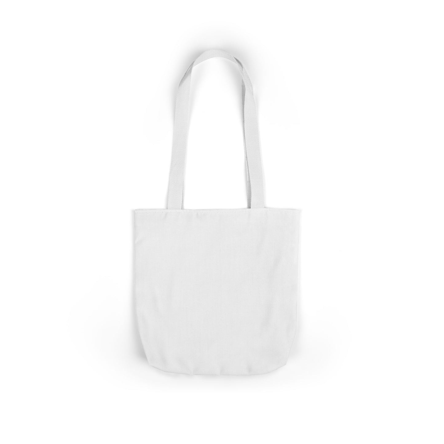 Eco-friendly white Progress Over Perfection canvas tote bag flat product photography