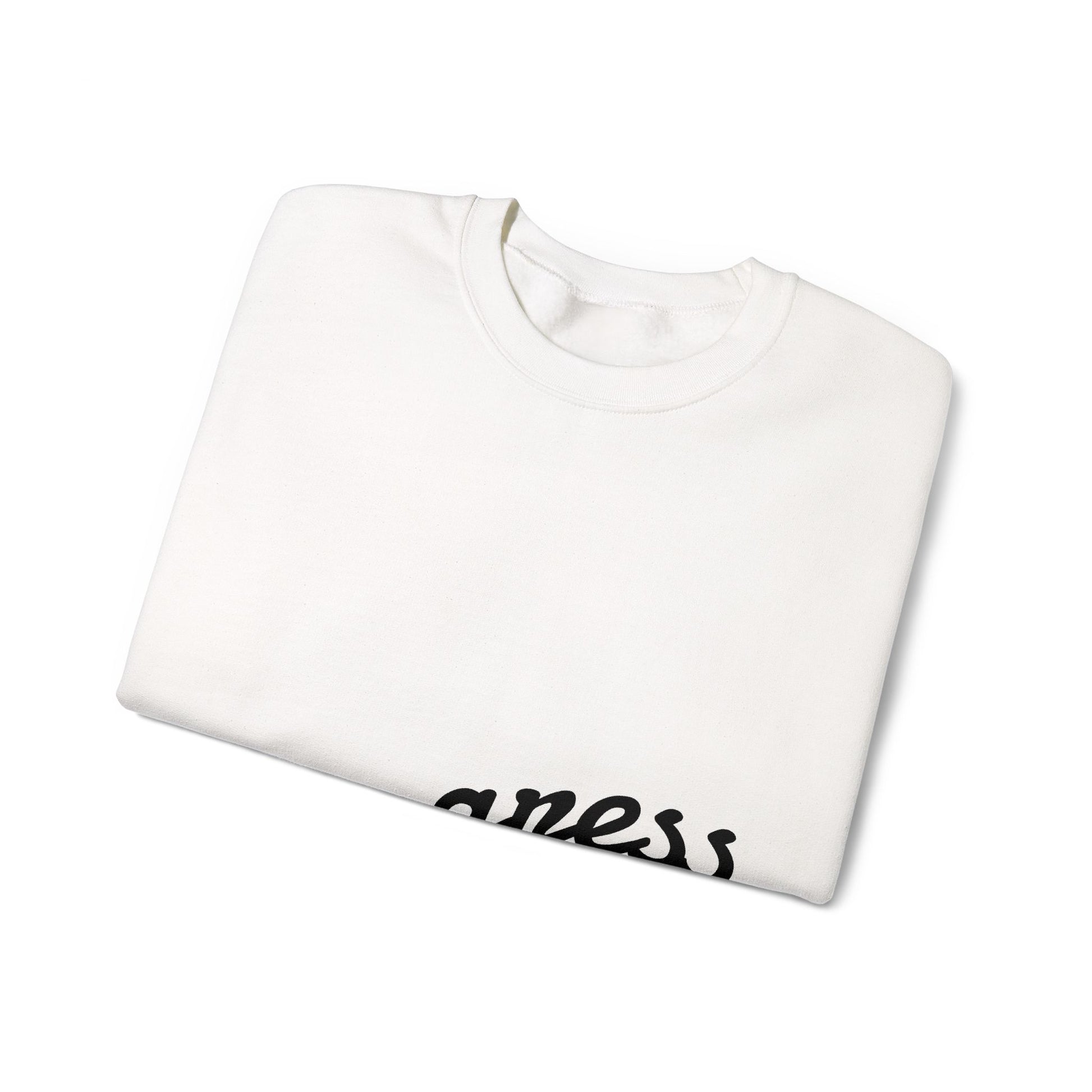 Progress Over Perfection folded white sweatshirt detail view motivational design