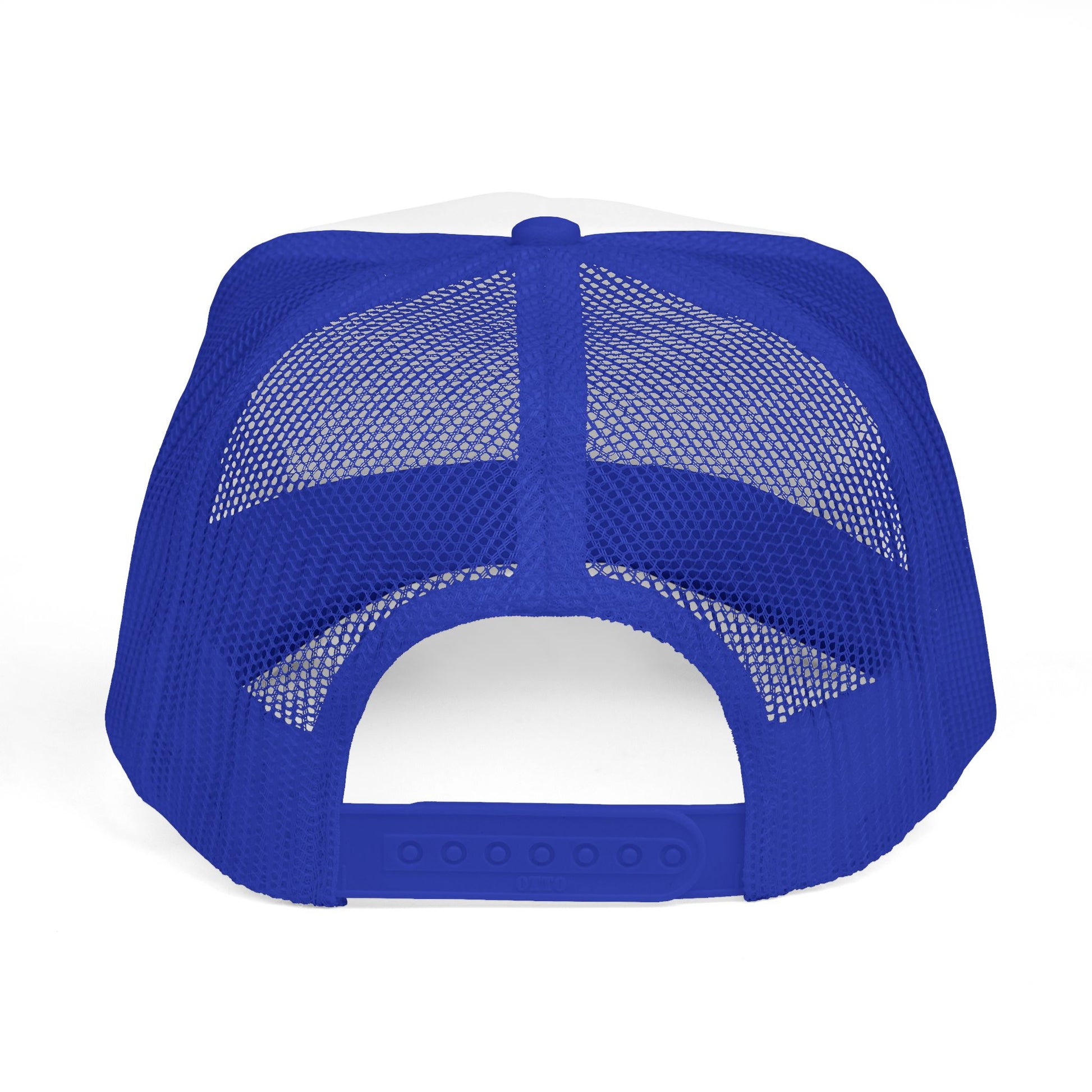 Progress Over Perfection trucker hat side view red white blue mesh snapback