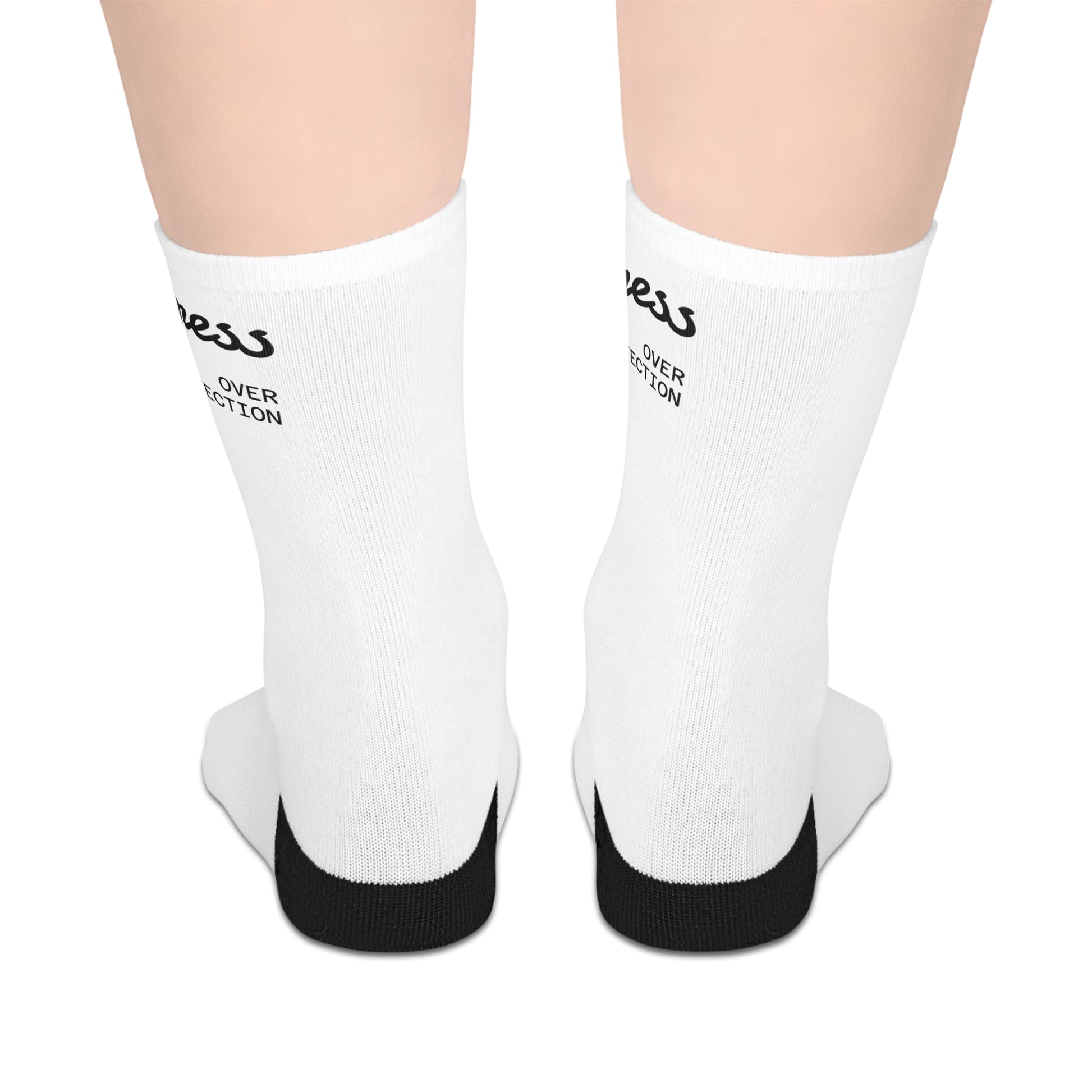 Progress white athletic socks mid-calf length with black accents product detail