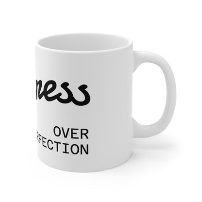 Progress Over Perfection Coffee Mug | Script Logo Design | Motivational Ceramic Cup