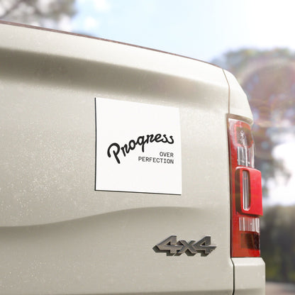 Progress Over Perfection Car Magnet — Motivational Vehicle Sticker