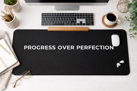Progress Over Perfection Desk Mat | Large Motivational Mouse Pad for Home Office