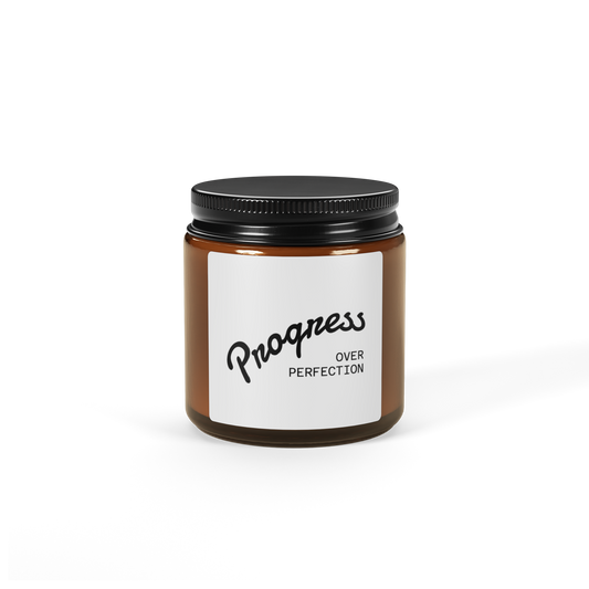 Progress Over Perfection Scented Soy Candle - Motivational Home Decor for Self Care & Relaxation
