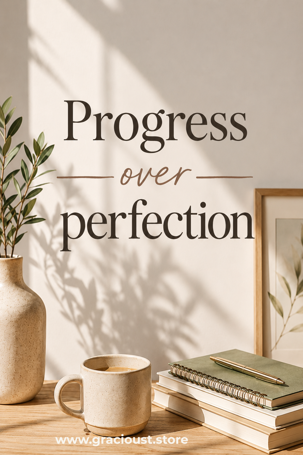 Progress Over Perfection — Motivational Wall Art Print | Digital Download