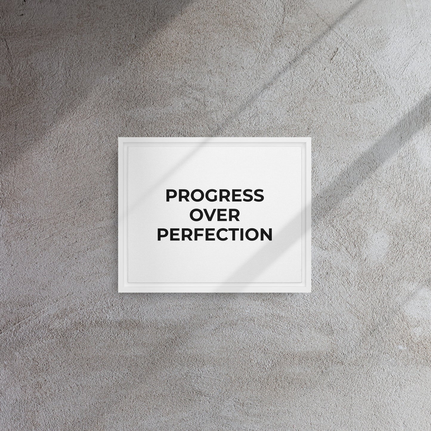 Progress Over Perfection framed canvas motivational wall decor