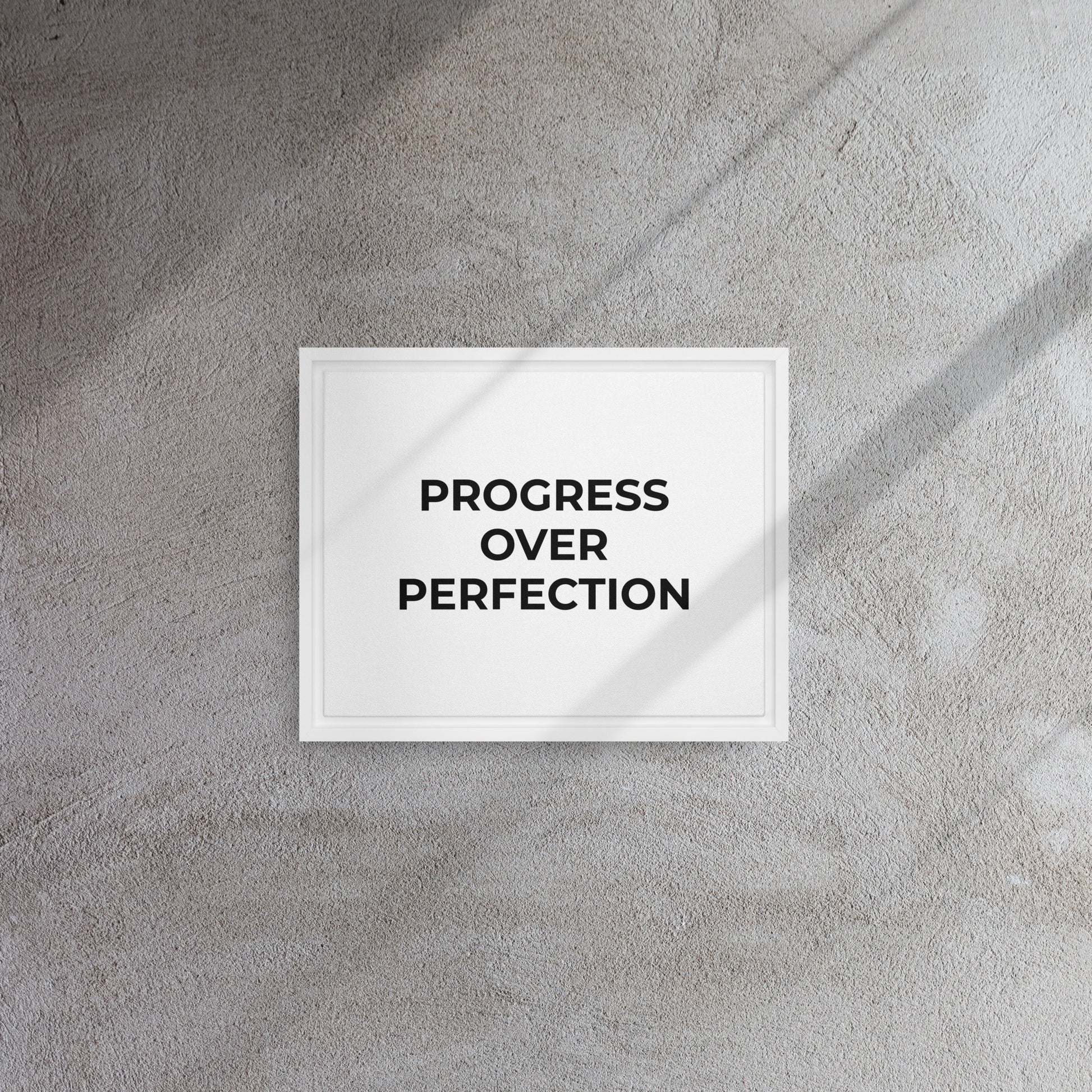 Progress Over Perfection framed canvas motivational wall decor