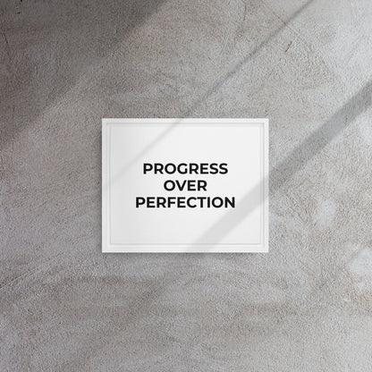 Progress Over Perfection framed canvas motivational wall decor