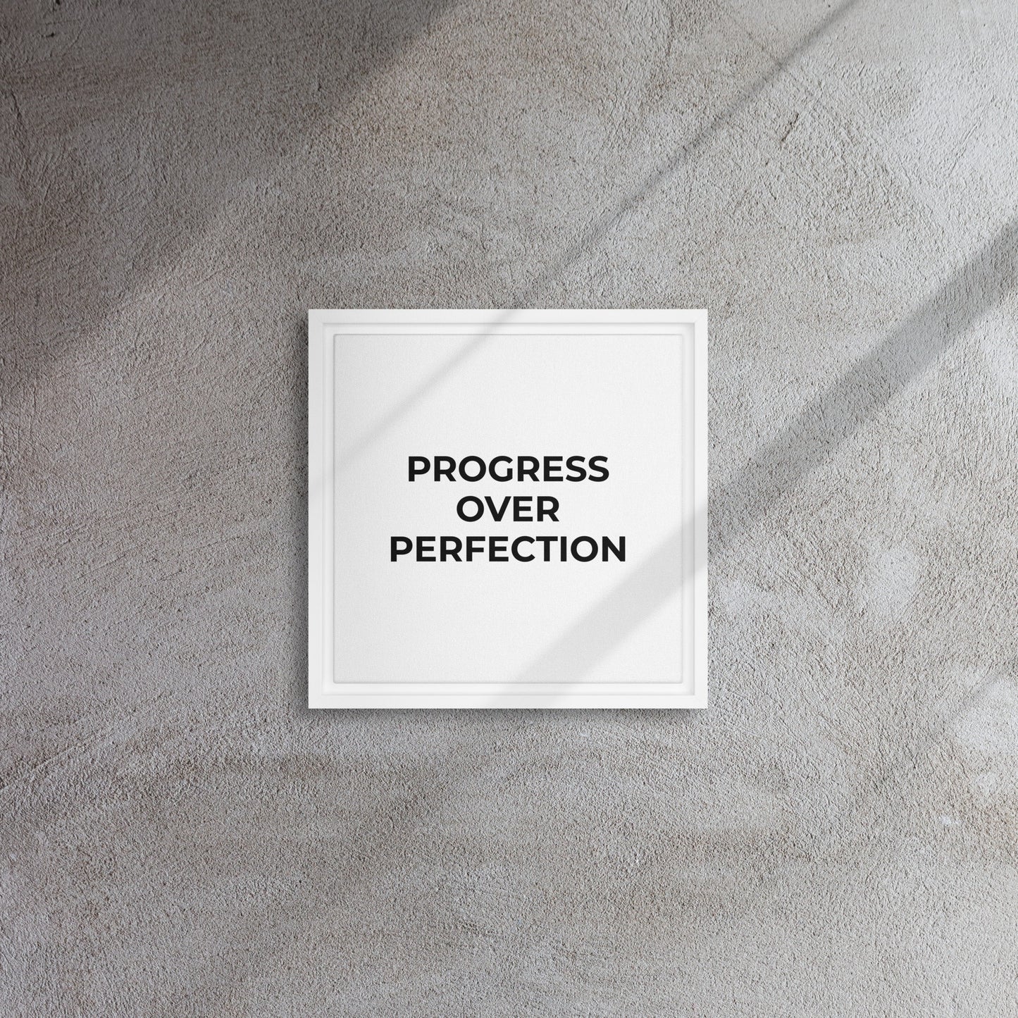 Progress Over Perfection framed canvas motivational wall decor