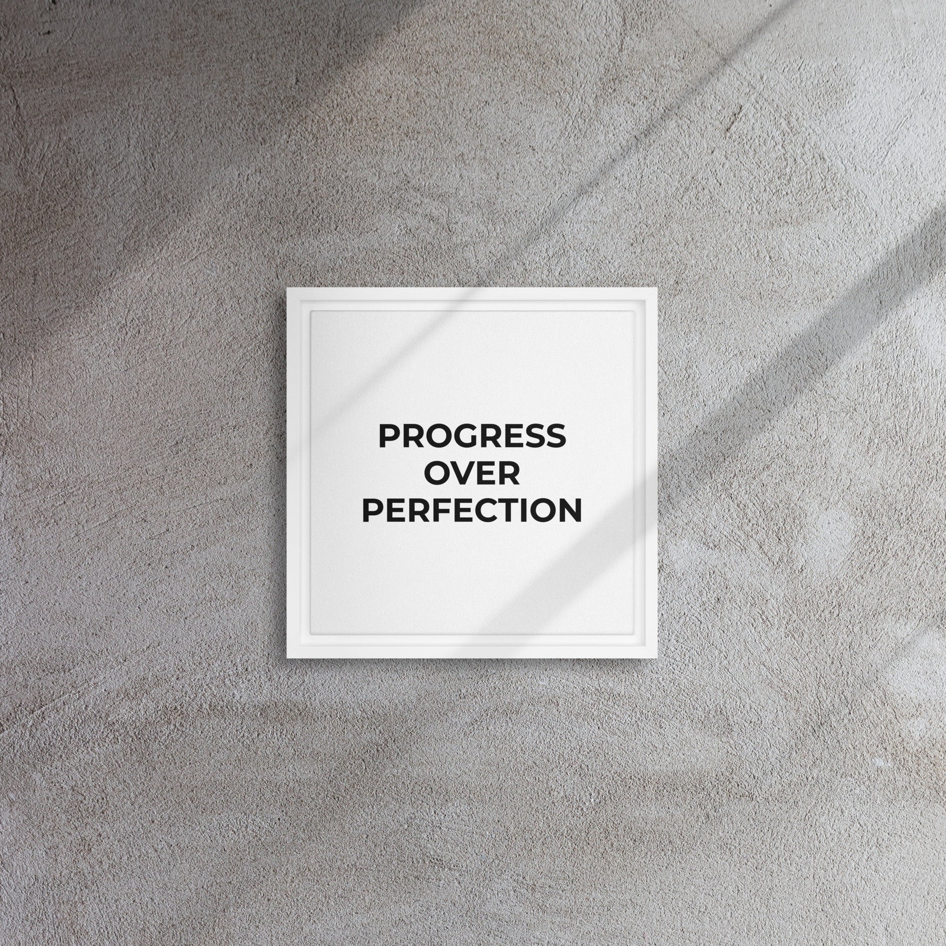 Progress Over Perfection framed canvas motivational wall decor