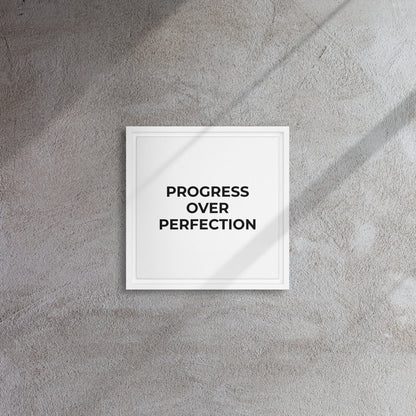 Progress Over Perfection framed canvas motivational wall decor