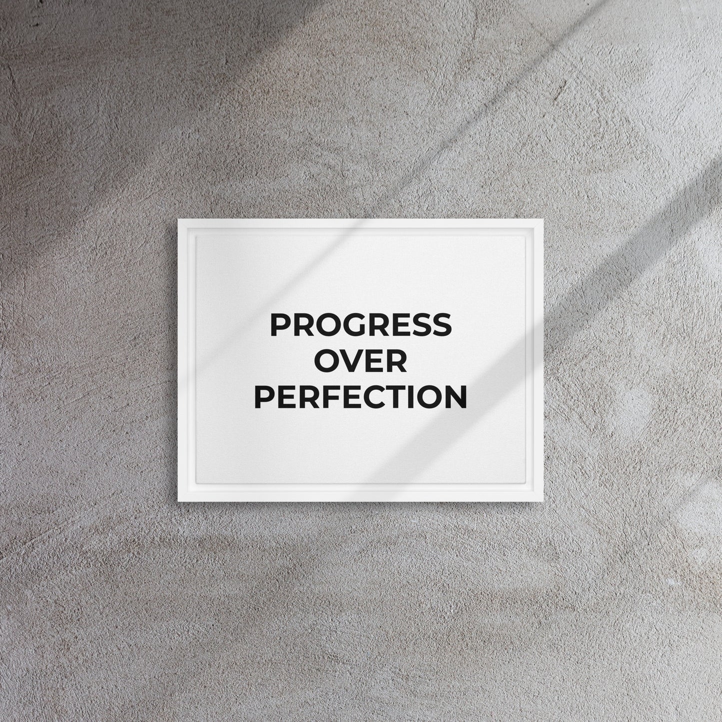 Progress Over Perfection framed canvas motivational wall decor