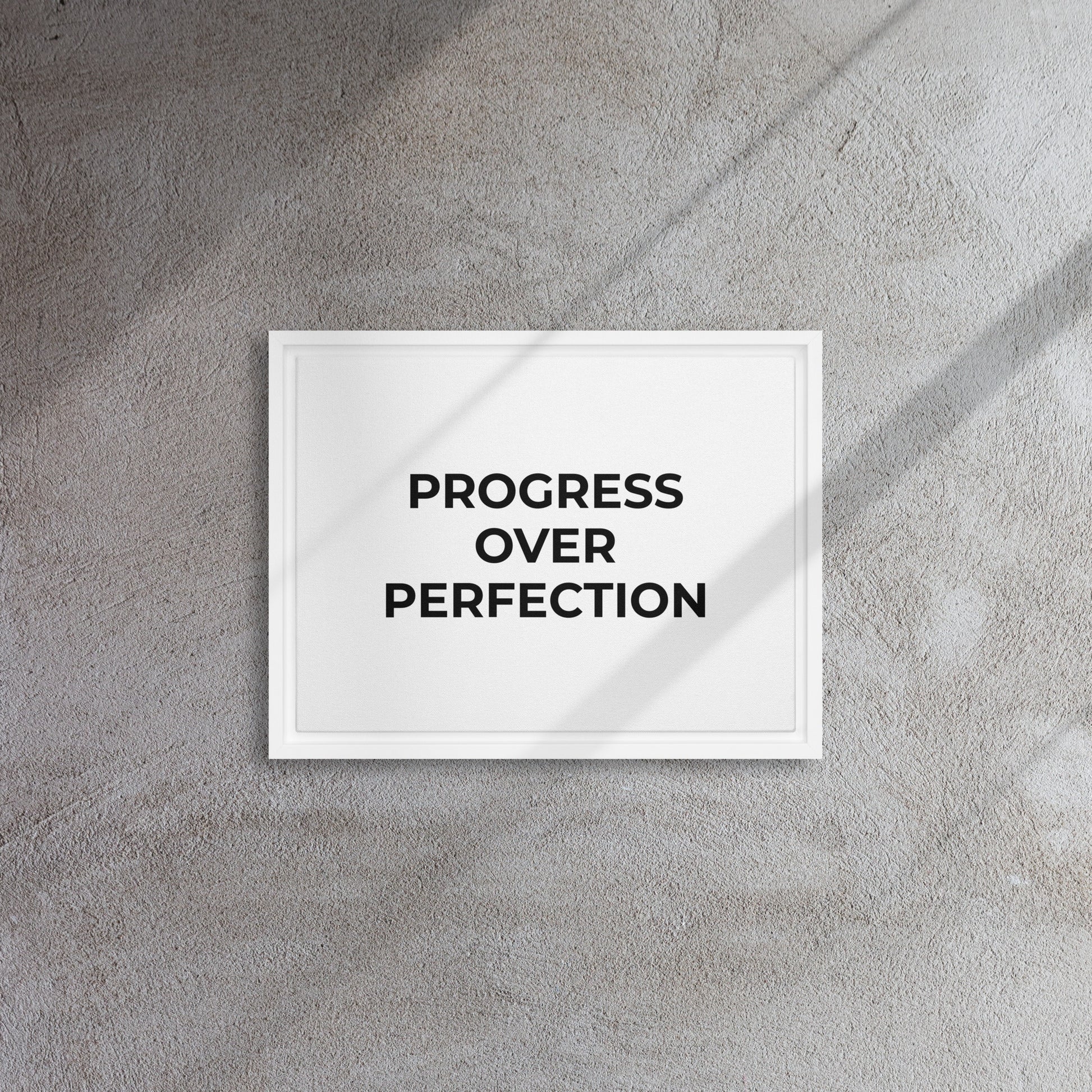 Progress Over Perfection framed canvas motivational wall decor