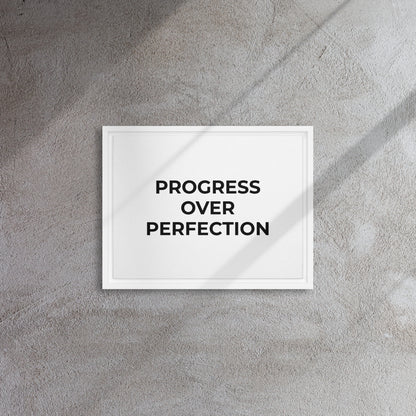 Progress Over Perfection framed canvas motivational wall decor