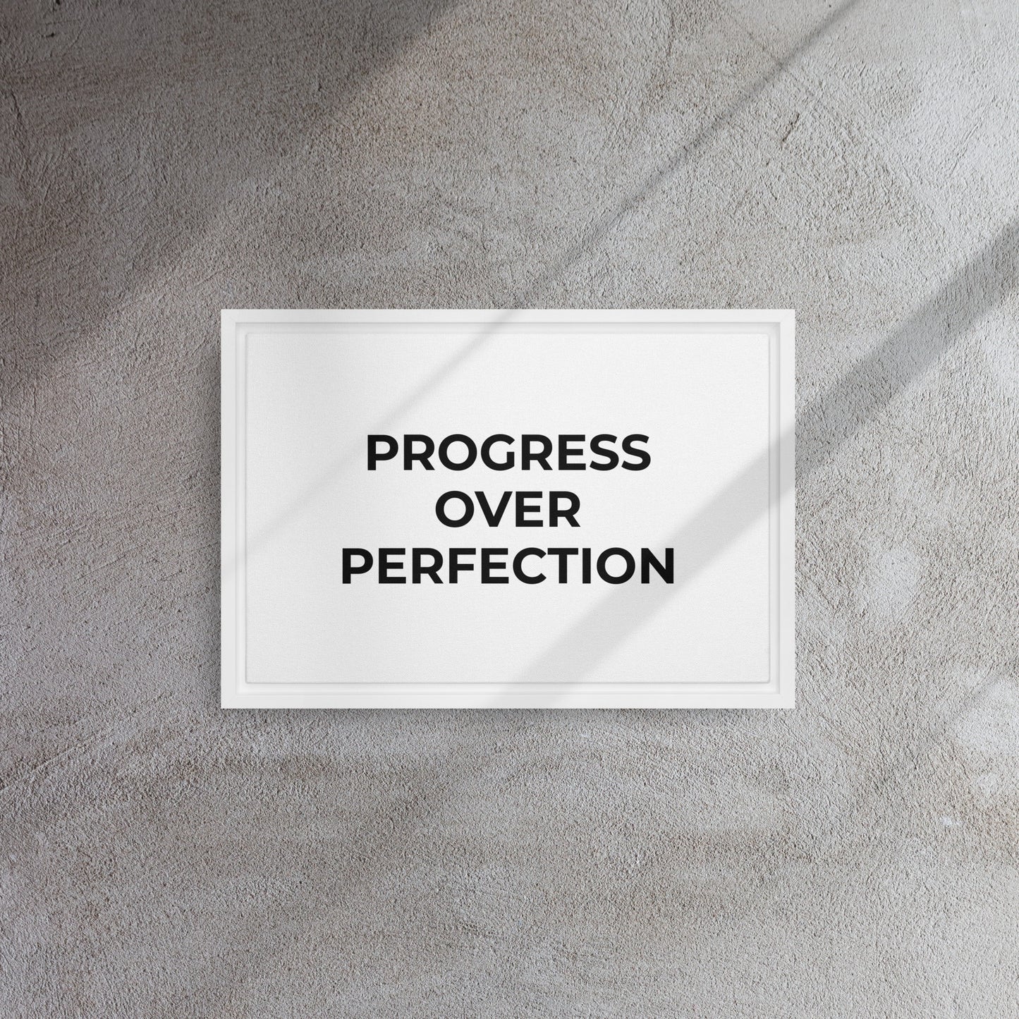 Progress Over Perfection framed canvas motivational wall decor
