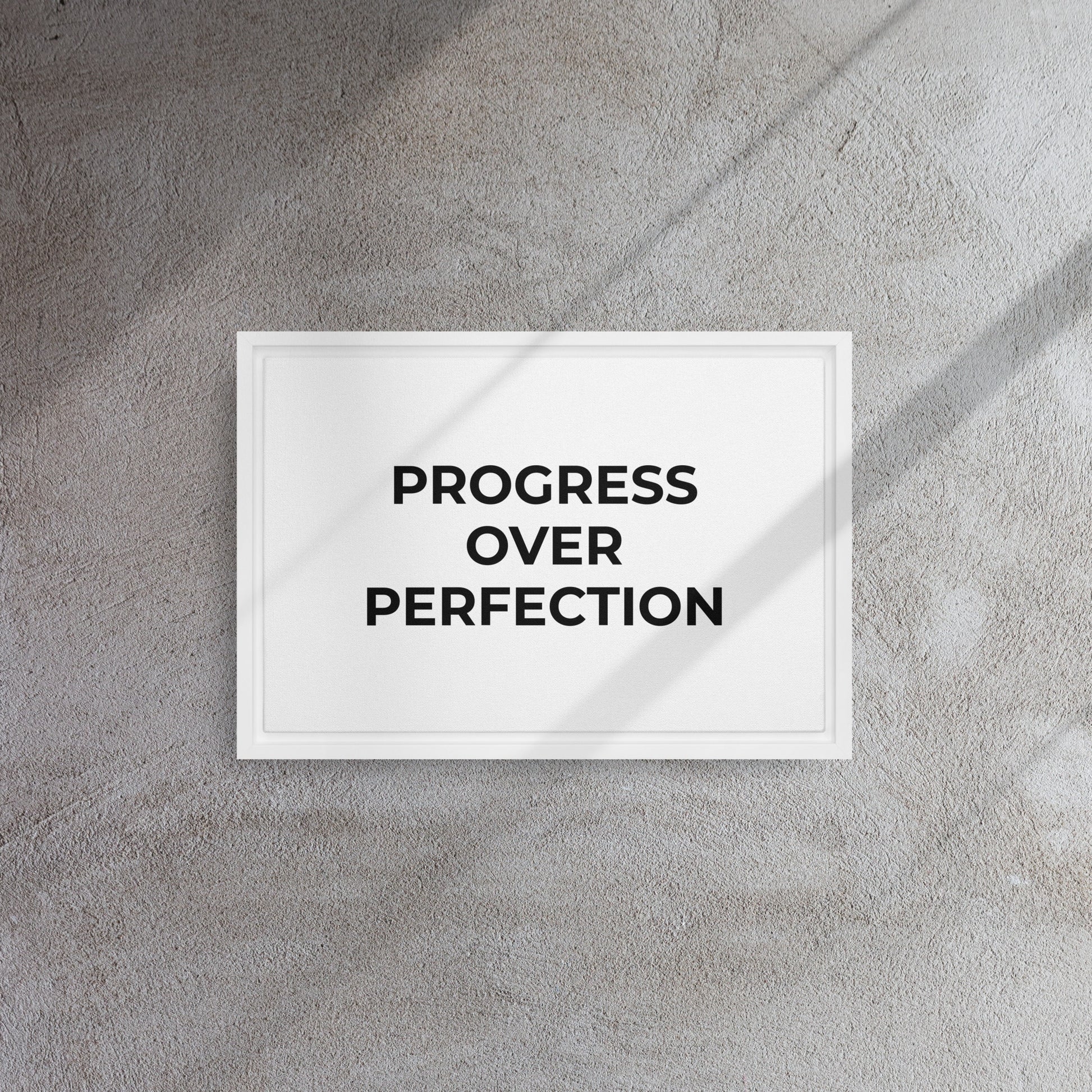 Progress Over Perfection framed canvas motivational wall decor