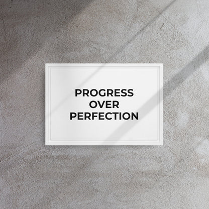 Progress Over Perfection framed canvas motivational wall decor