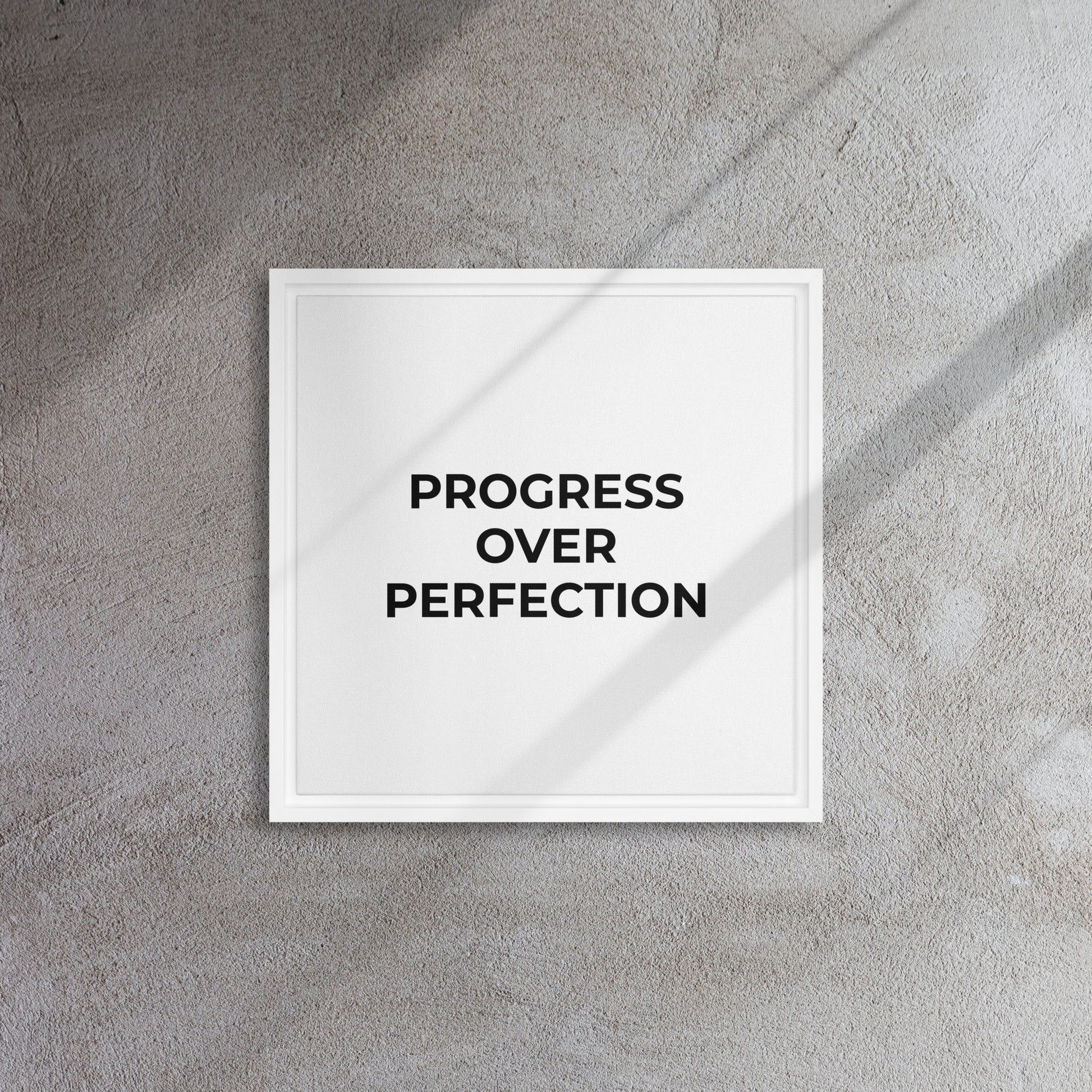 Progress Over Perfection framed canvas motivational wall decor