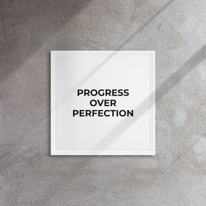 Progress Over Perfection framed canvas motivational wall decor