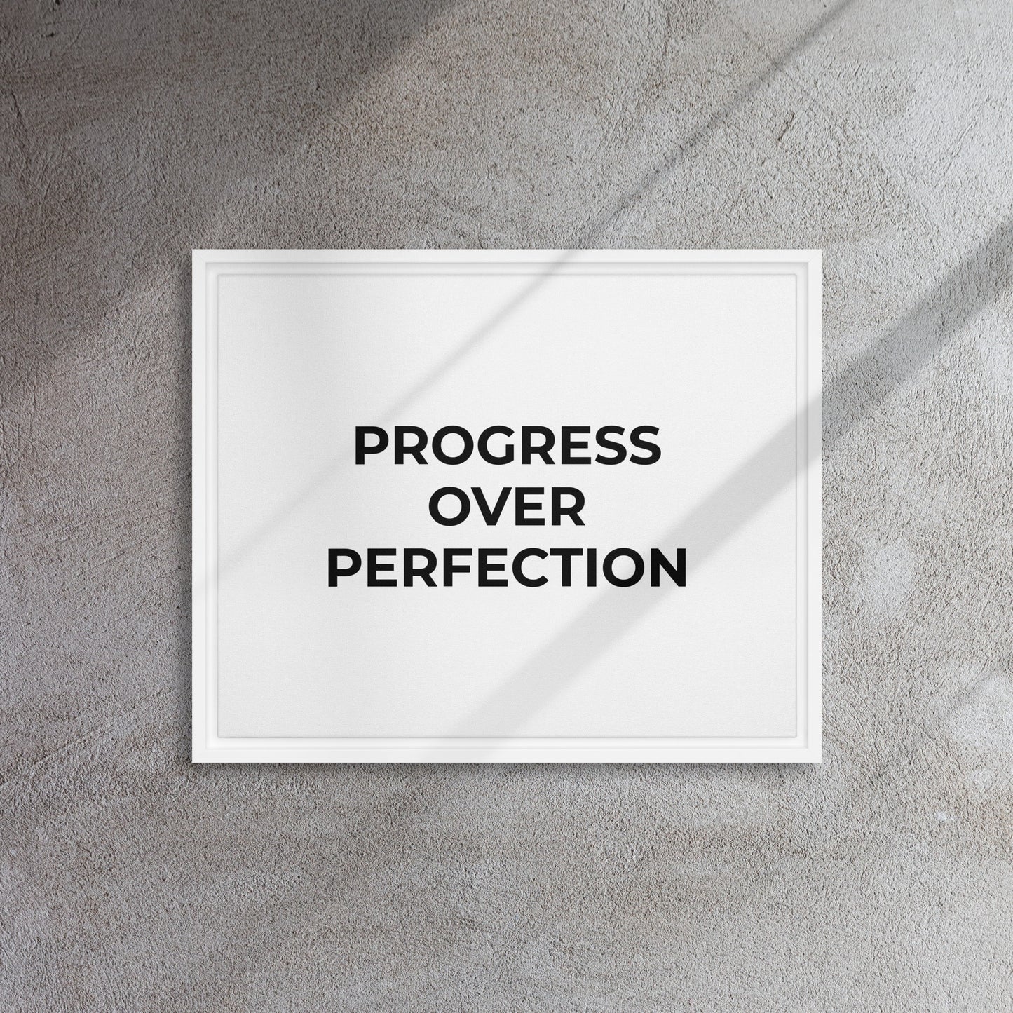 Progress Over Perfection framed canvas motivational wall decor