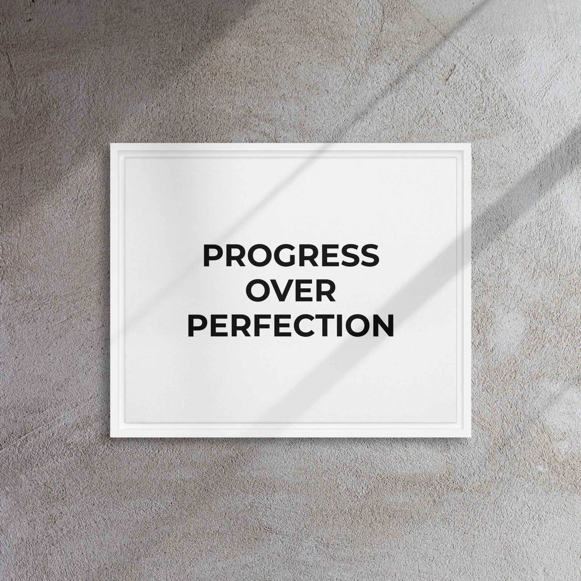 Progress Over Perfection framed canvas motivational wall decor