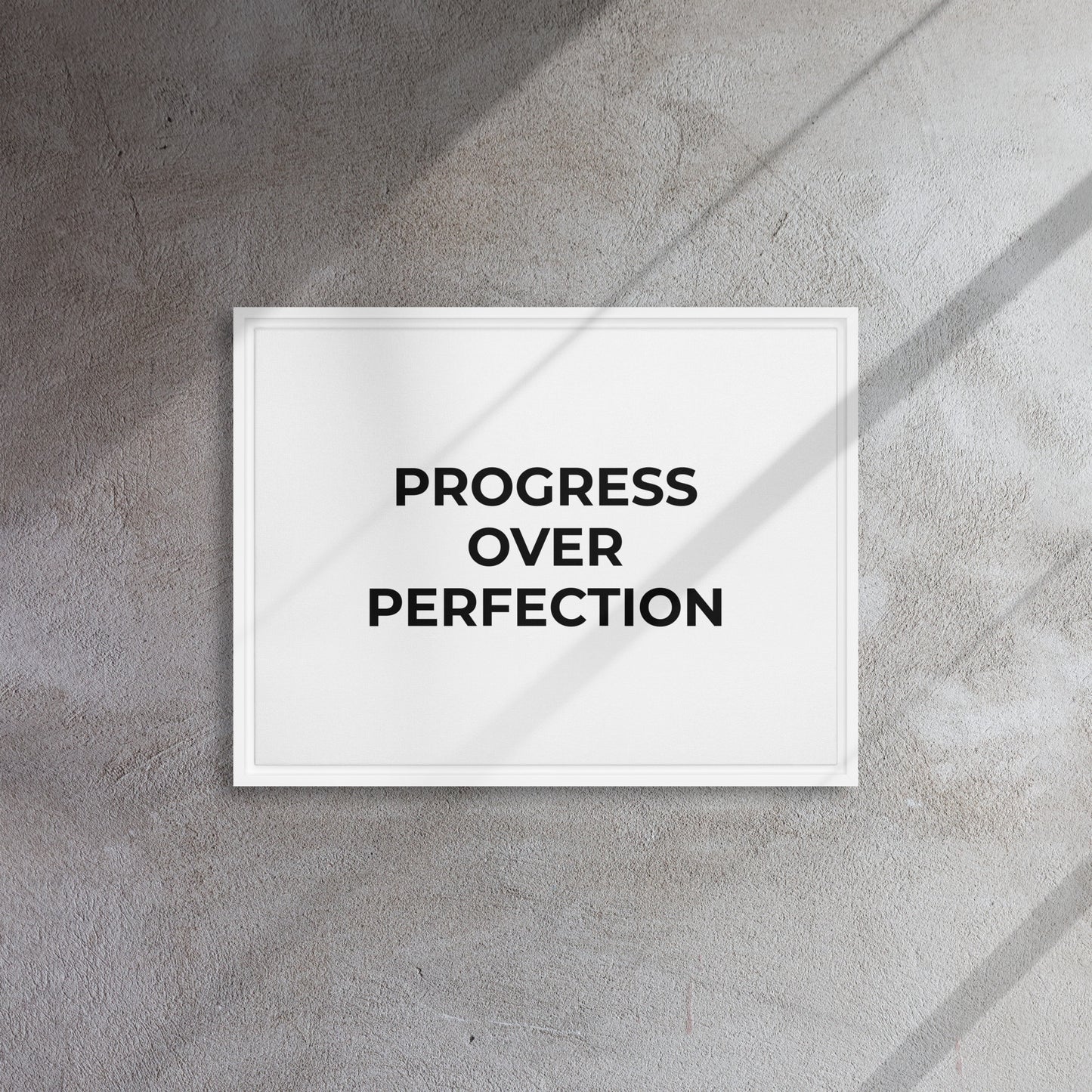 Progress Over Perfection framed canvas motivational wall decor