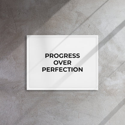 Progress Over Perfection framed canvas motivational wall decor