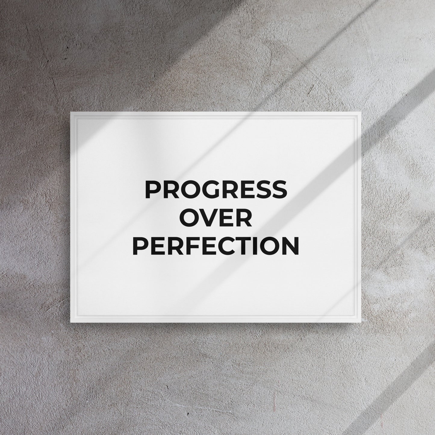 Progress Over Perfection framed canvas motivational wall decor
