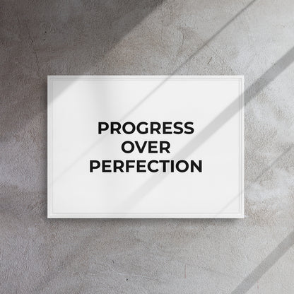 Progress Over Perfection framed canvas motivational wall decor