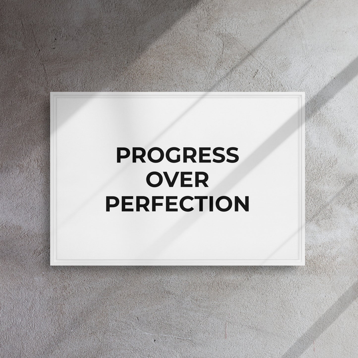 Progress Over Perfection framed canvas motivational wall decor