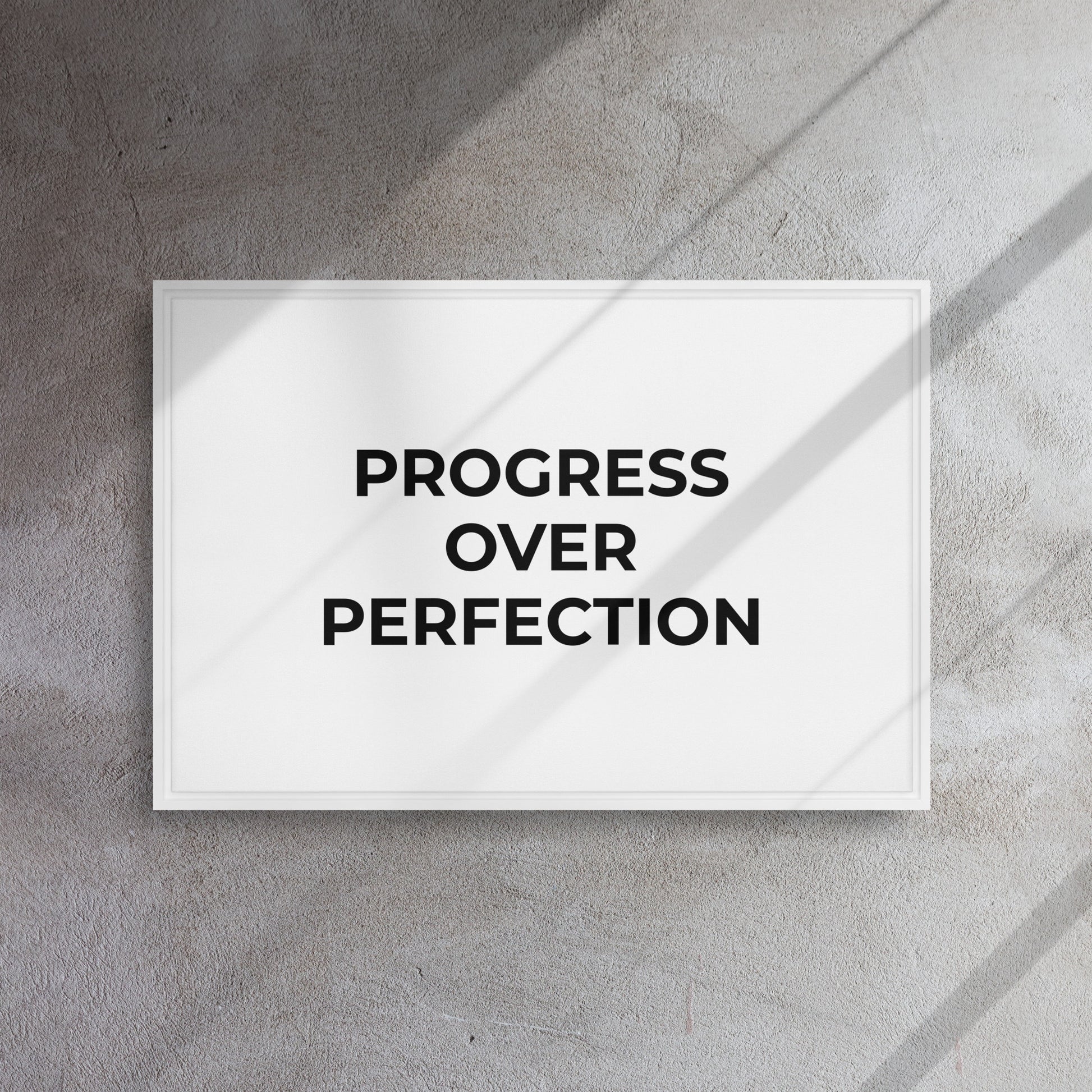 Progress Over Perfection framed canvas motivational wall decor