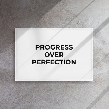 Progress Over Perfection framed canvas motivational wall decor