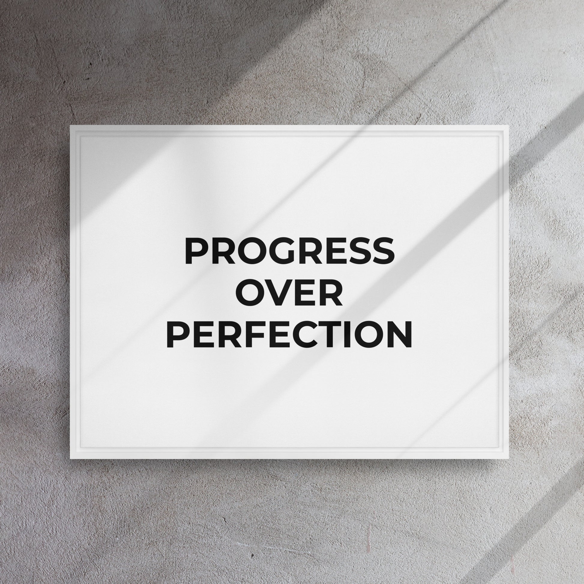 Progress Over Perfection framed canvas motivational wall decor