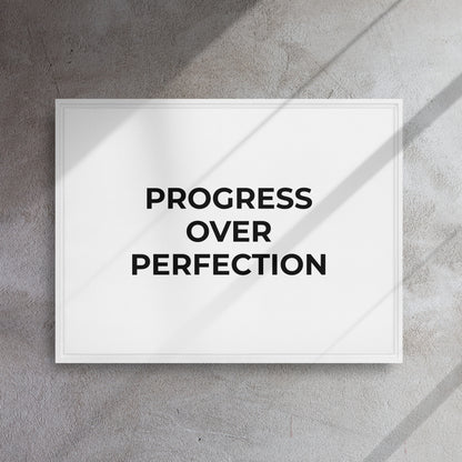 Progress Over Perfection framed canvas motivational wall decor