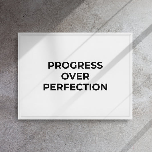 Progress Over Perfection framed canvas motivational wall decor
