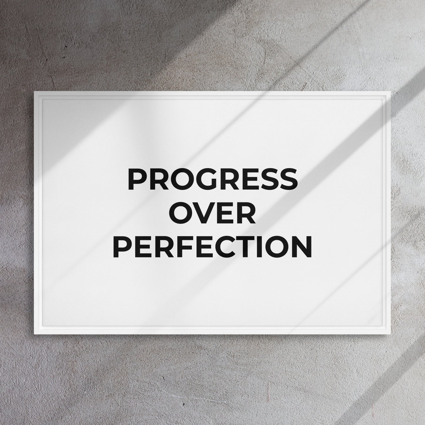 Progress Over Perfection framed canvas motivational wall decor