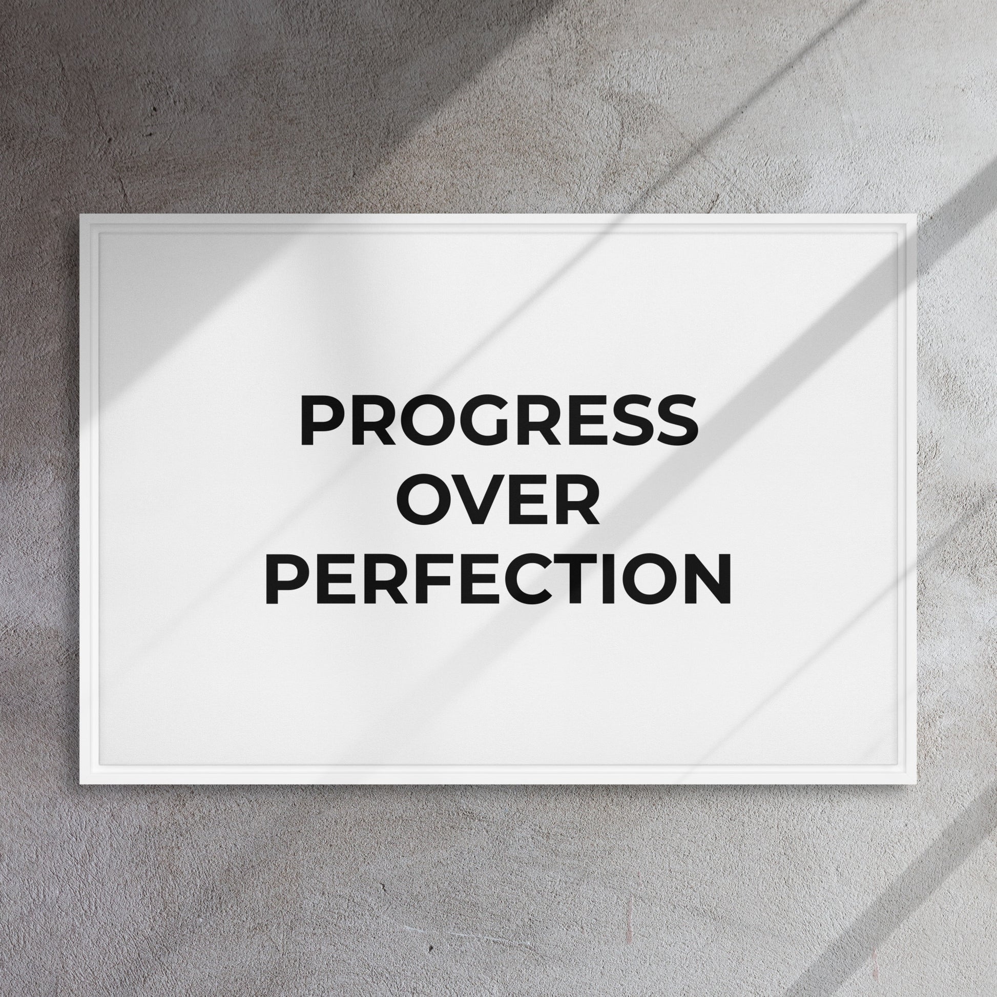 Progress Over Perfection framed canvas motivational wall decor