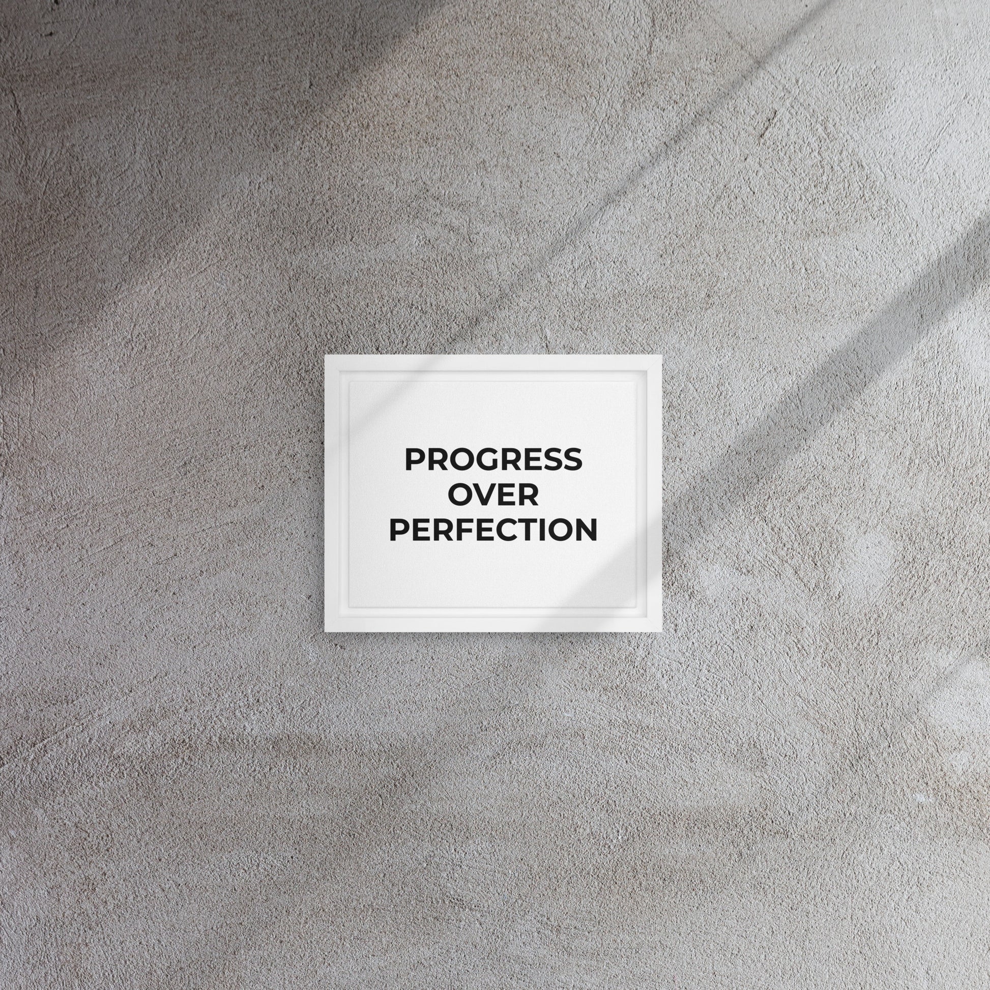 Progress Over Perfection framed canvas motivational wall decor