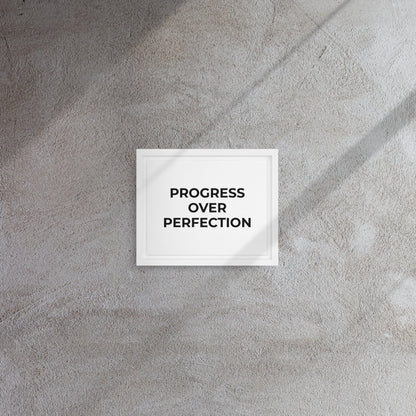 Progress Over Perfection framed canvas motivational wall decor