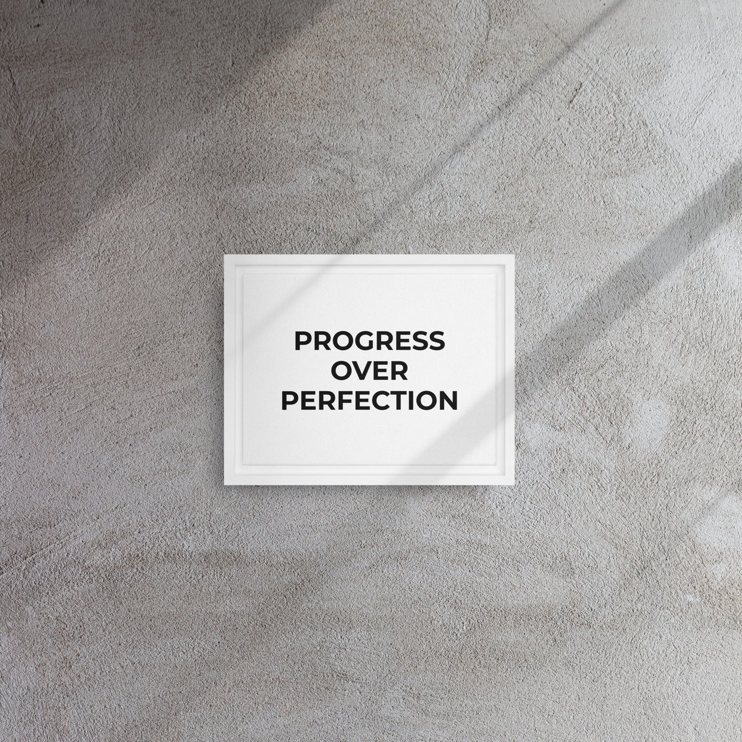 Progress Over Perfection framed canvas motivational wall decor