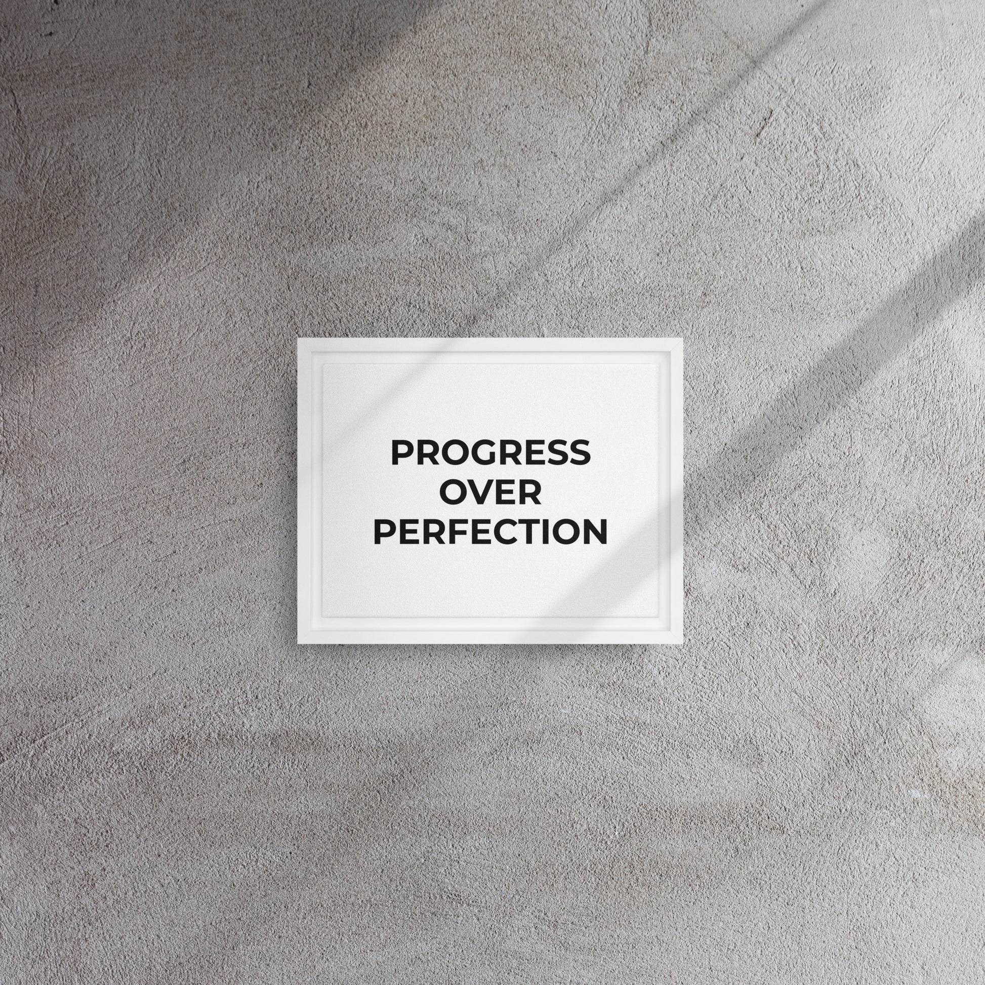 Progress Over Perfection framed canvas motivational wall decor
