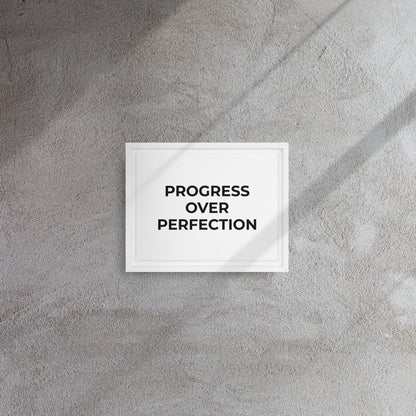 Progress Over Perfection framed canvas motivational wall decor