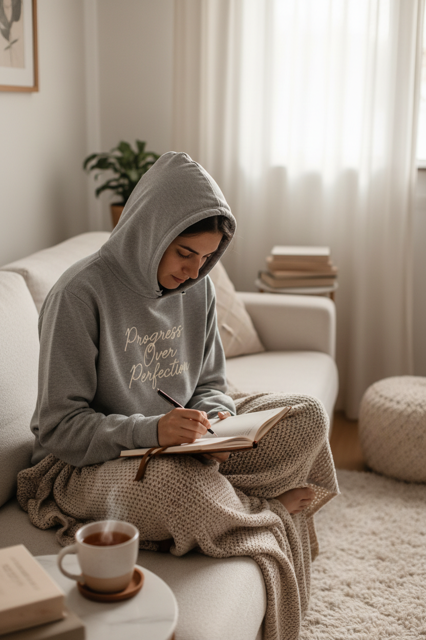 Progress Over Perfection Hoodie Lifestyle